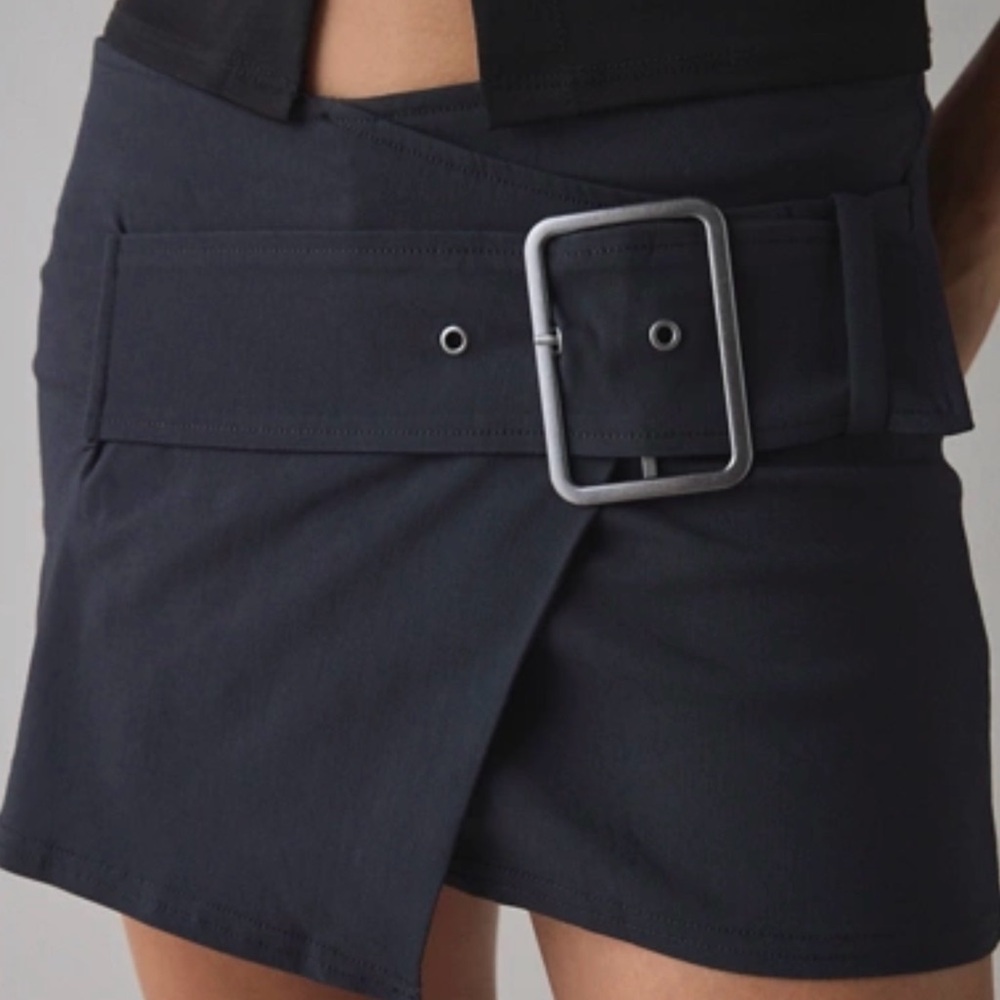 Urban Outfitters Dark Blue Skort with Silver Buckle